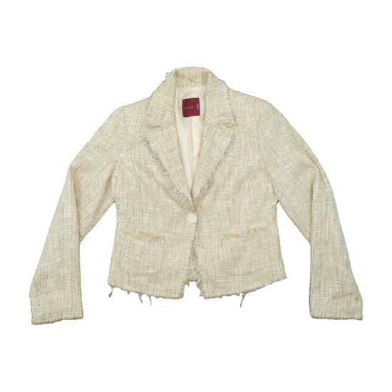 Esisto Cropped Tweed Blazer Cream Gold M