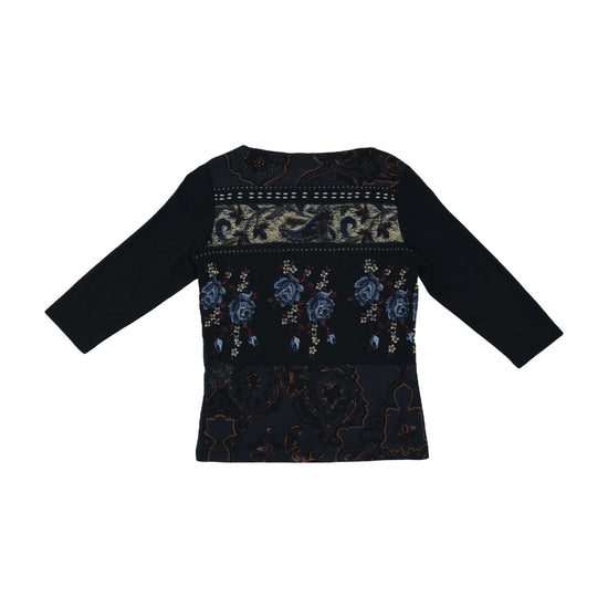 Verse Long-Sleeve Top Floral Paisley Print Black S