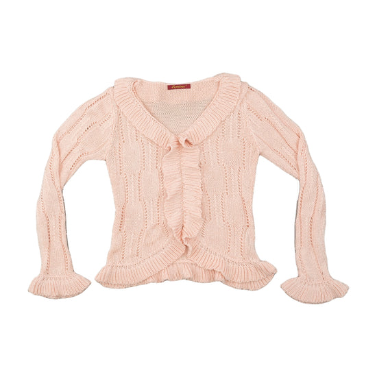 Zephirus Knit Cardigan Ruffle Trim Blush Pink