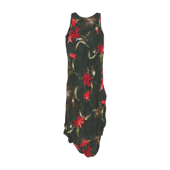 Ecko Midi Dress Botanical Floral Olive Green M