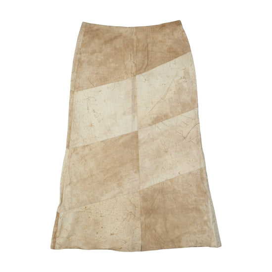 Conbipel Patchwork Leather Midi Skirt Beige XL