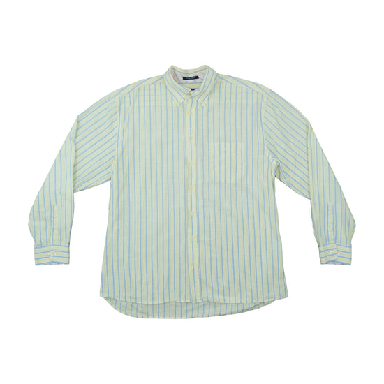 Gant Cross Poplin Regular Fit Shirt Yellow Blue Stripe L