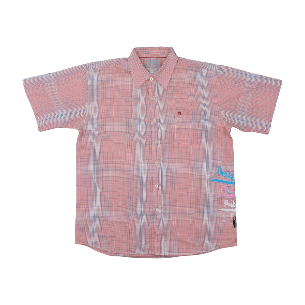 Quiksilver Plaid Short Sleeve Shirt Pink M