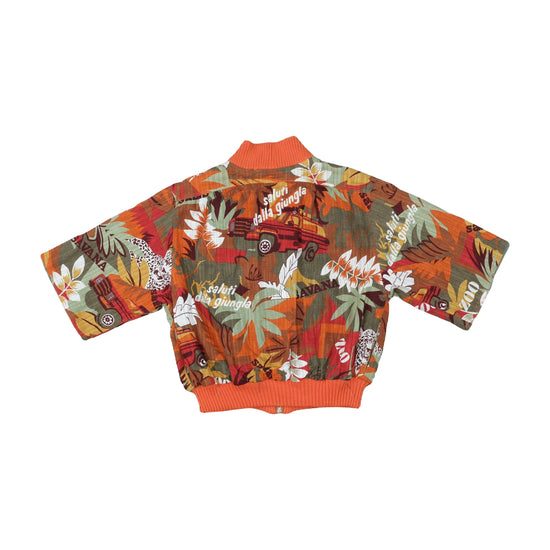 Rocco Barocco Tropical Print Bomber Jacket Orange