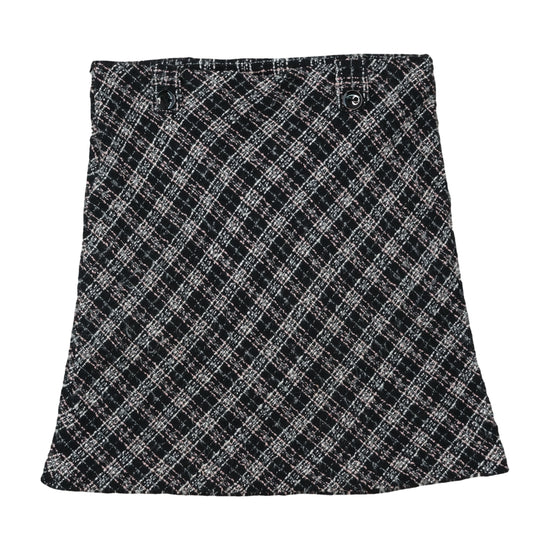 Vintage Boucle Tweed A-Line Mini Skirt Black XL