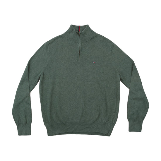 Tommy Hilfiger Quarter-Zip Knit Sweater Sage Green L