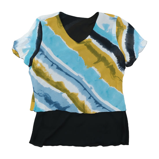 Vintage Watercolour Print Blouse Multicolor 2XL