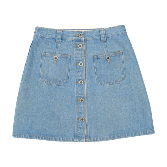 Arizona Denim Button-Front A-Line Mini Skirt Light Blue XS