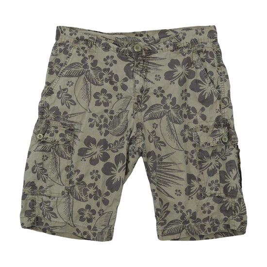 Hanbury Men's Fashion Cargo Shorts Tropical Print Green M