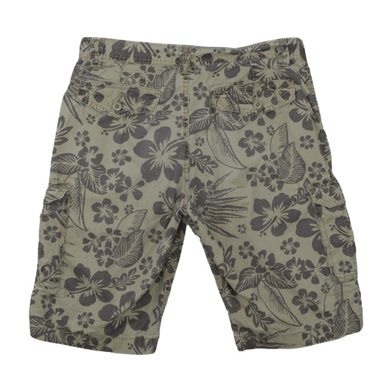 Hanbury Men's Fashion Cargo Shorts Tropical Print Green M