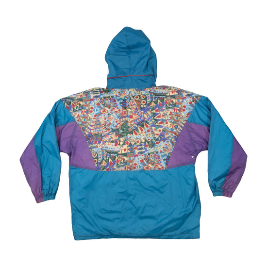 Marcel Clair Colour-Block Windbreaker Jacket Teal Blue M