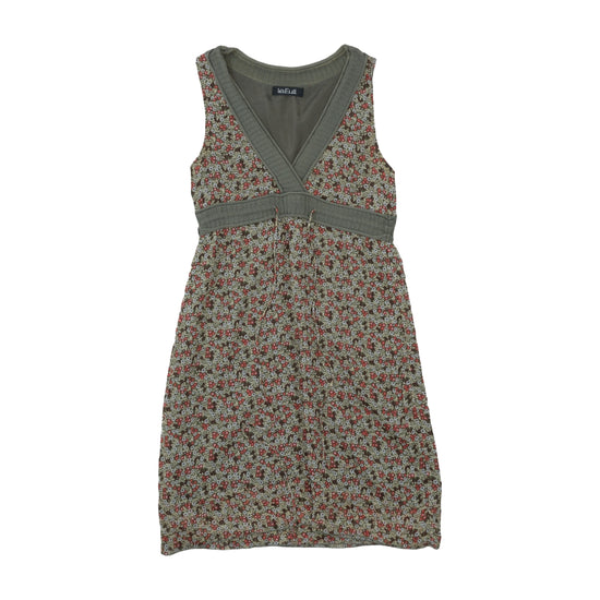 leFull Floral Silk Cotton Dress Sage Green