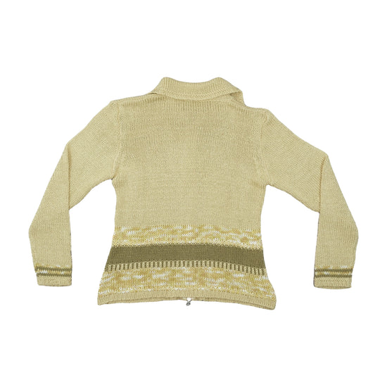 Vintage 1970s Italian Zip Knit Cardigan Beige