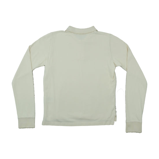 Ralph Lauren Long-Sleeve Piqué Polo Lace Trim Cream L