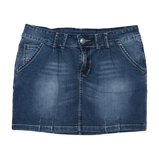 Flame Y2K Denim Mini Skirt Mid-Wash Blue