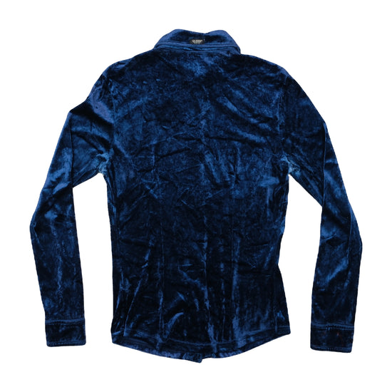 Guess U.S.A. Crushed Velvet Button-Up Shirt Navy M