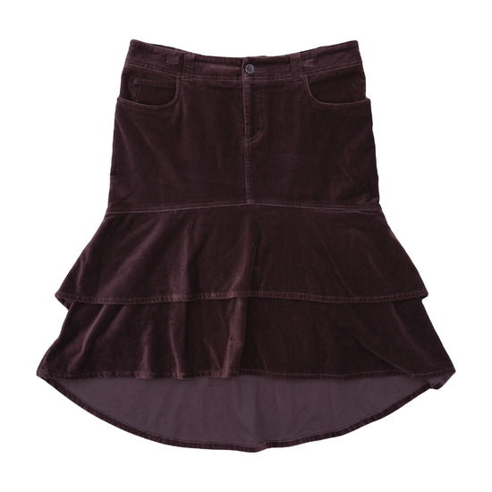 H&M Velvet Ruffle Skirt Deep Plum L