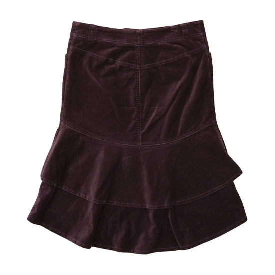 H&M Velvet Ruffle Skirt Deep Plum L
