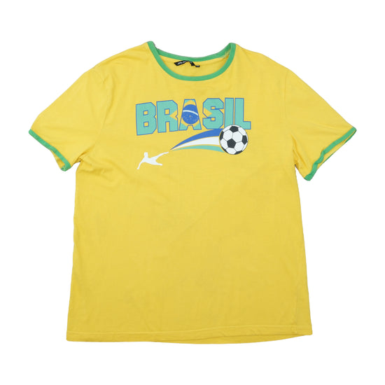 Active Brasil Football Ringer T-Shirt Yellow 2XL