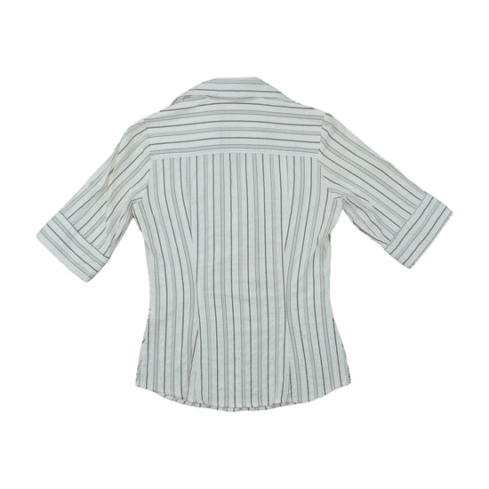 Camaïeu Fitted Blouse Pinstripe White M