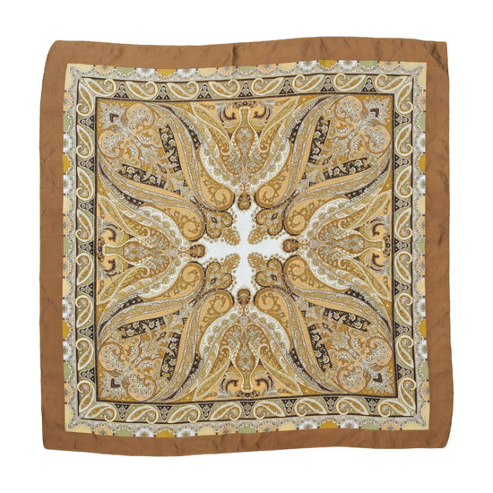 Vintage Paisley Square Scarf Brown