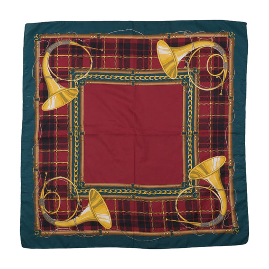 Vintage Equestrian Tartan Scarf Burgundy