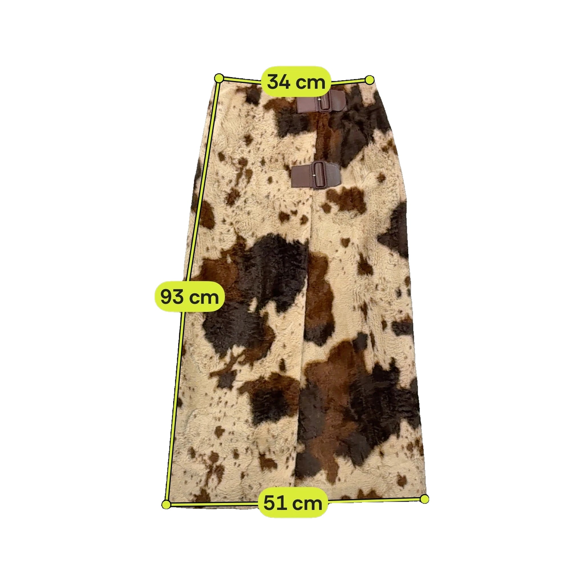 Saia Midi em Pelo Sintético com estampado de Vaca e Fivela (Confirmar tamanho)