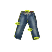 Miss Sixty Ruched Side Panel Cotton Blend Denim Capri Jeans