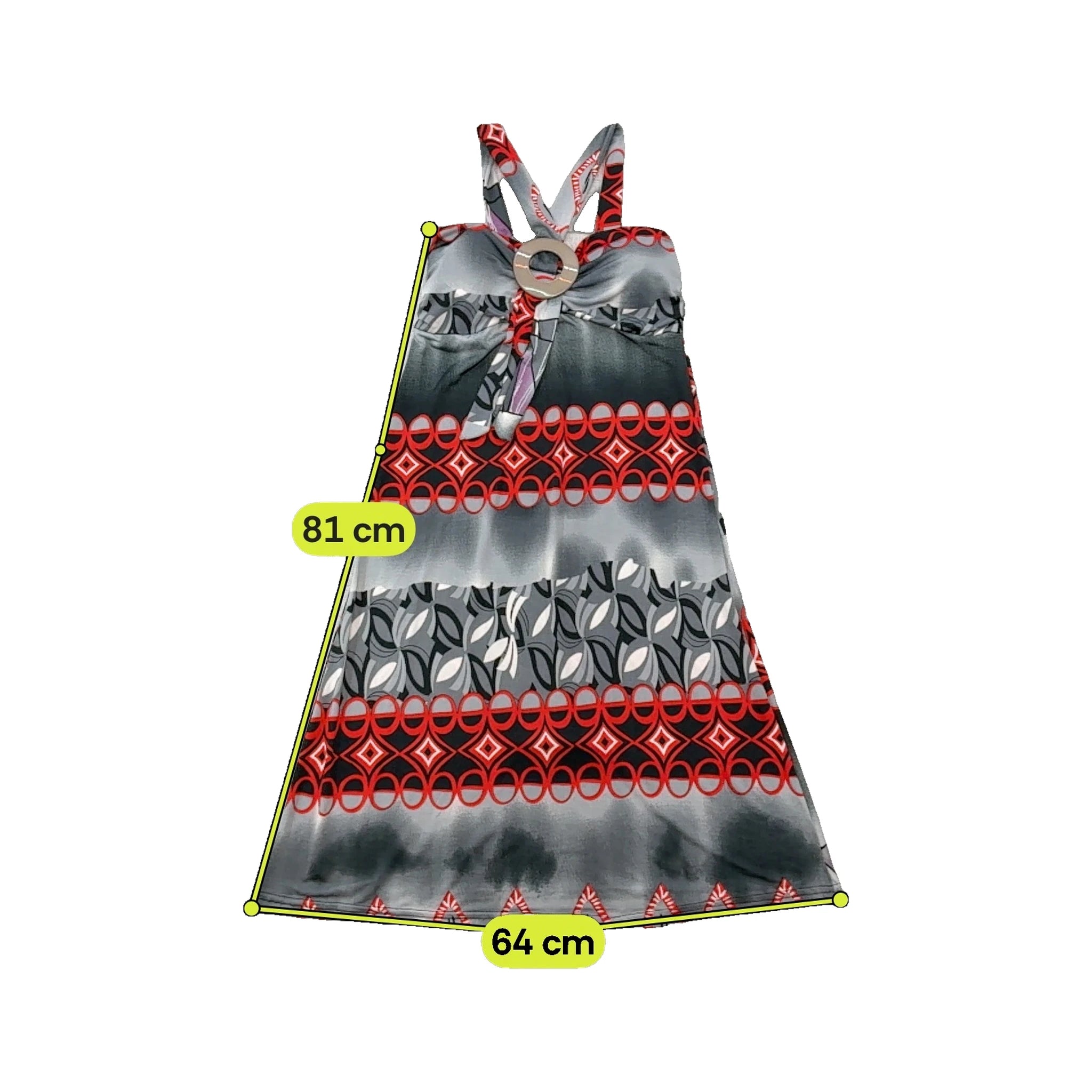 Y2K Graphic Print Ring-Front Halter Mini Dress