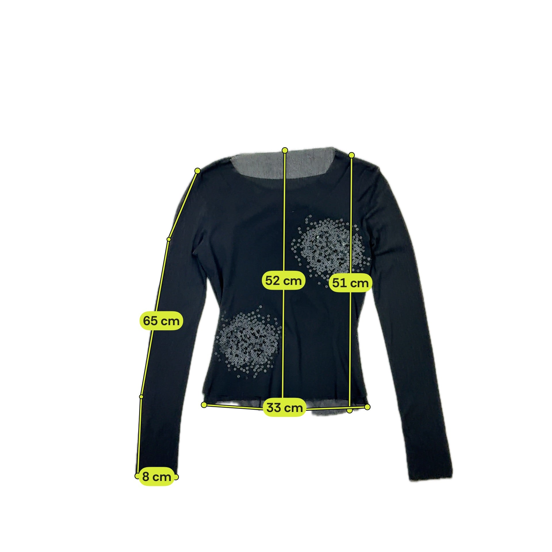Blusa preta com Motivo de Lantejoulas