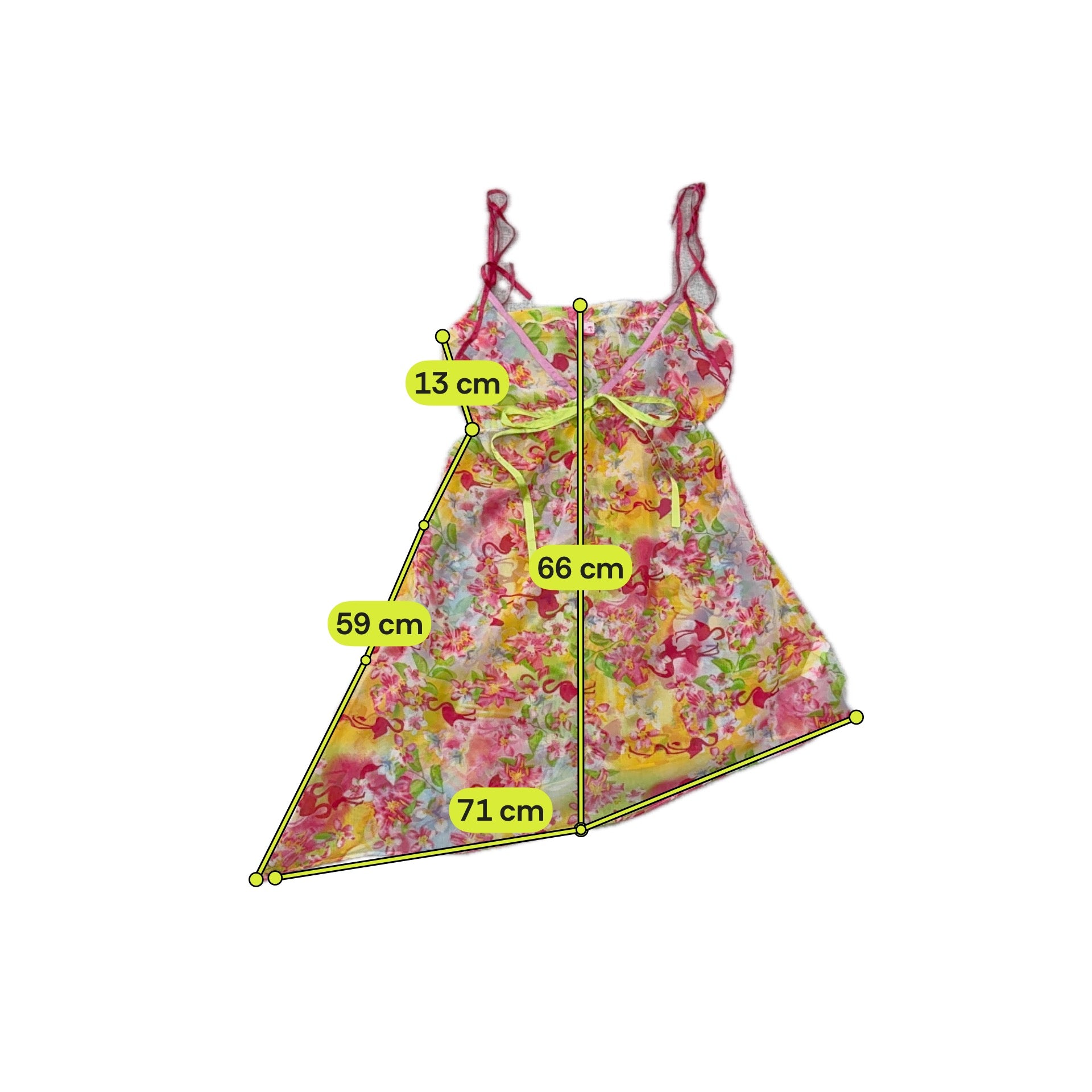 Y2K Tropical Flamingo Floral Tie-Shoulder Handkerchief Hem Dress