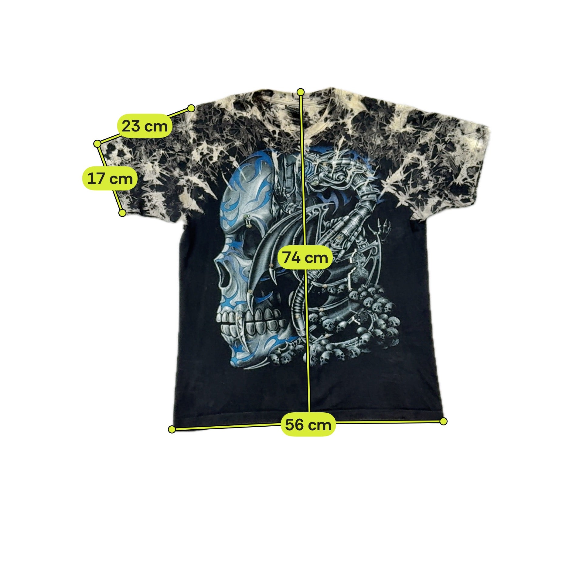 Camisa Southpole em algodão Tie-Dye Descolorada com estampado Gótico de Dragão e Caveira