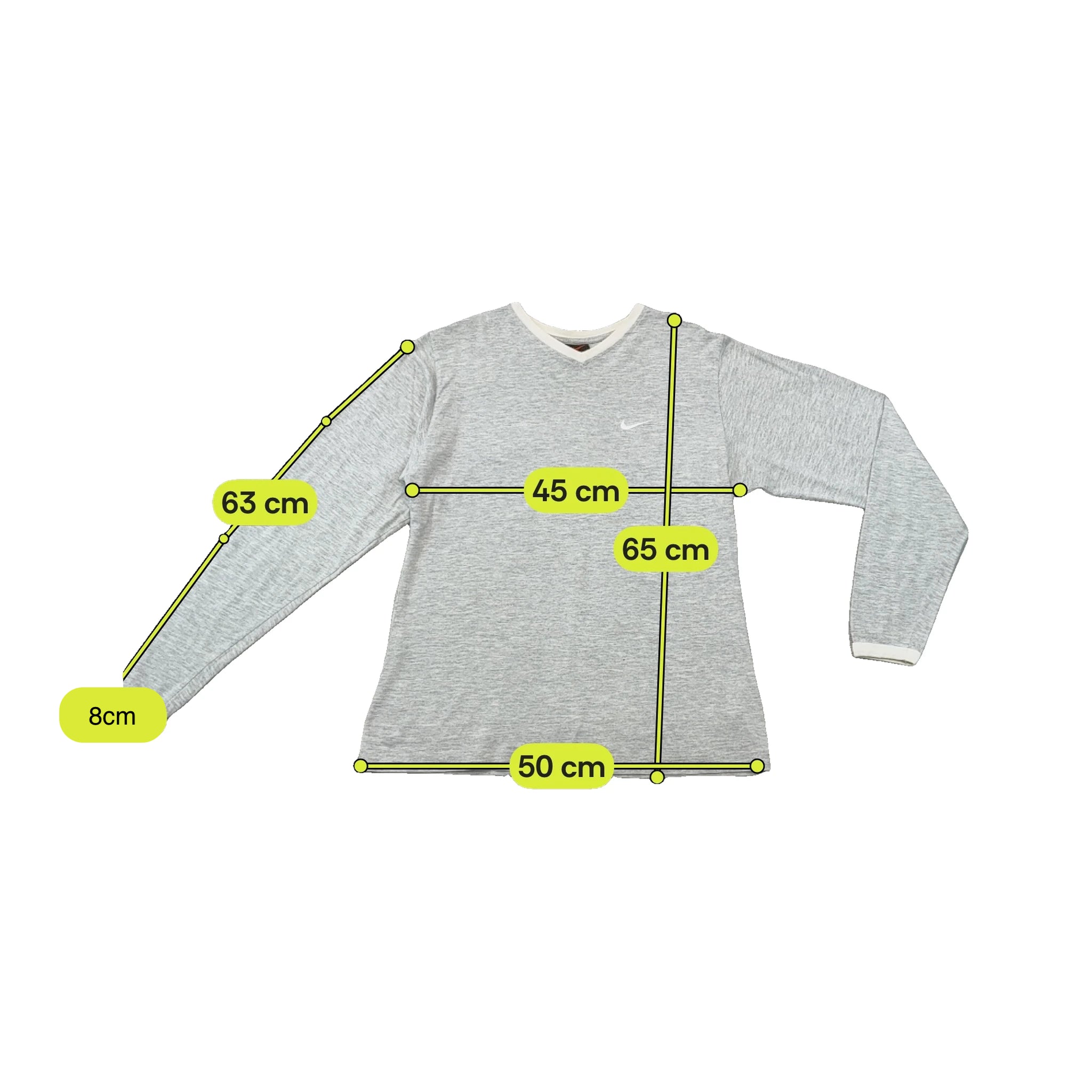 Nike Vintage Gray Long Sleeve V Neck Shirt