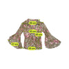 Blusa vintage de Manga de Sino com Folhos e estampado de Leopardo e rosas
