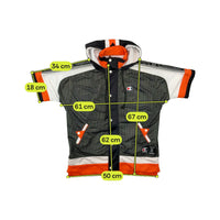 Champion Snap-Front Hooded Short Sleeve Windbreaker Jacket - Black/White/Orange
