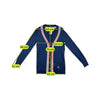 Casaco de malha Tommy Hilfiger Azul-marinho com decote em V e Acabamento às riscas vermelhas/Brancas