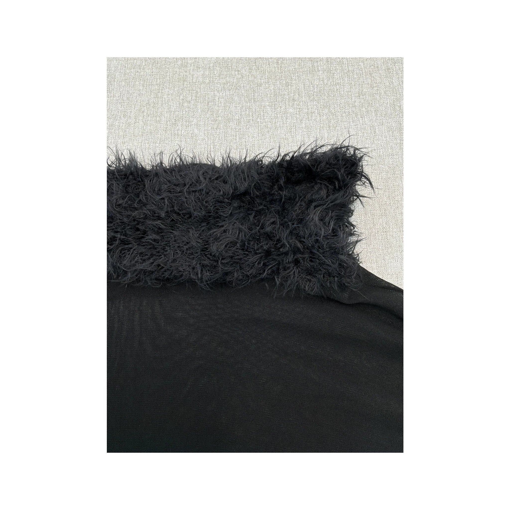 Oviesse Black Faux Fur Collar Poncho Capelet