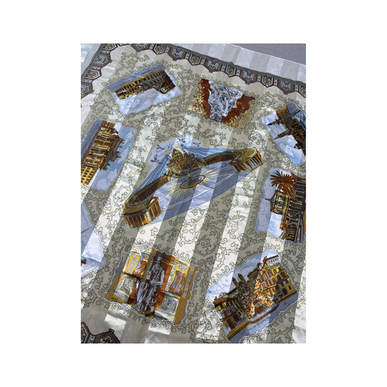 Vintage Rome Landmarks Souvenir Scarf Gray