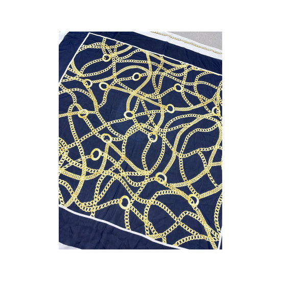 Vintage Equestrian Chain Print Scarf Navy