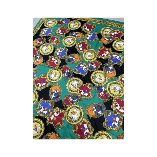 Vintage Baroque Equestrian Print Scarf Multicolor