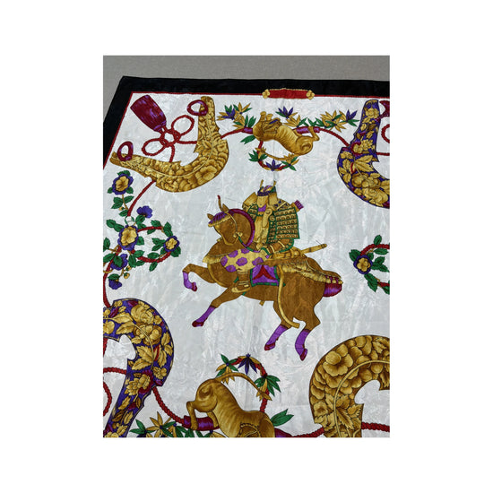 Vintage Equestrian Print Square Scarf Multicolor