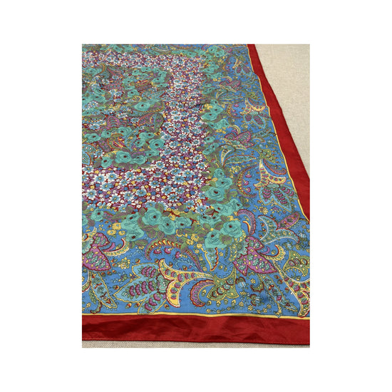 Vintage Paisley Floral Square Scarf Sky Blue
