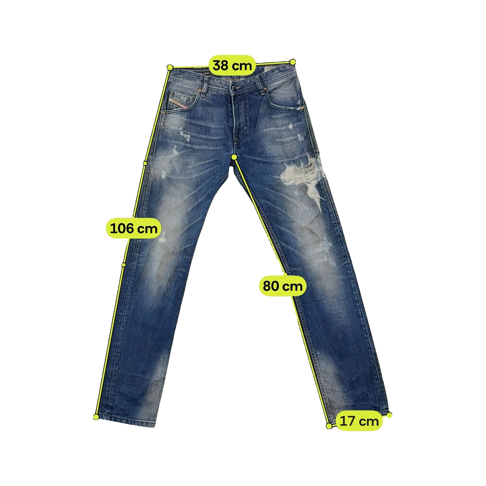 Diesel Distressed Repaired Washed Blue Cotton Denim Jeans