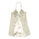 Vintage Polka Dot Floral Satin Slip Dress