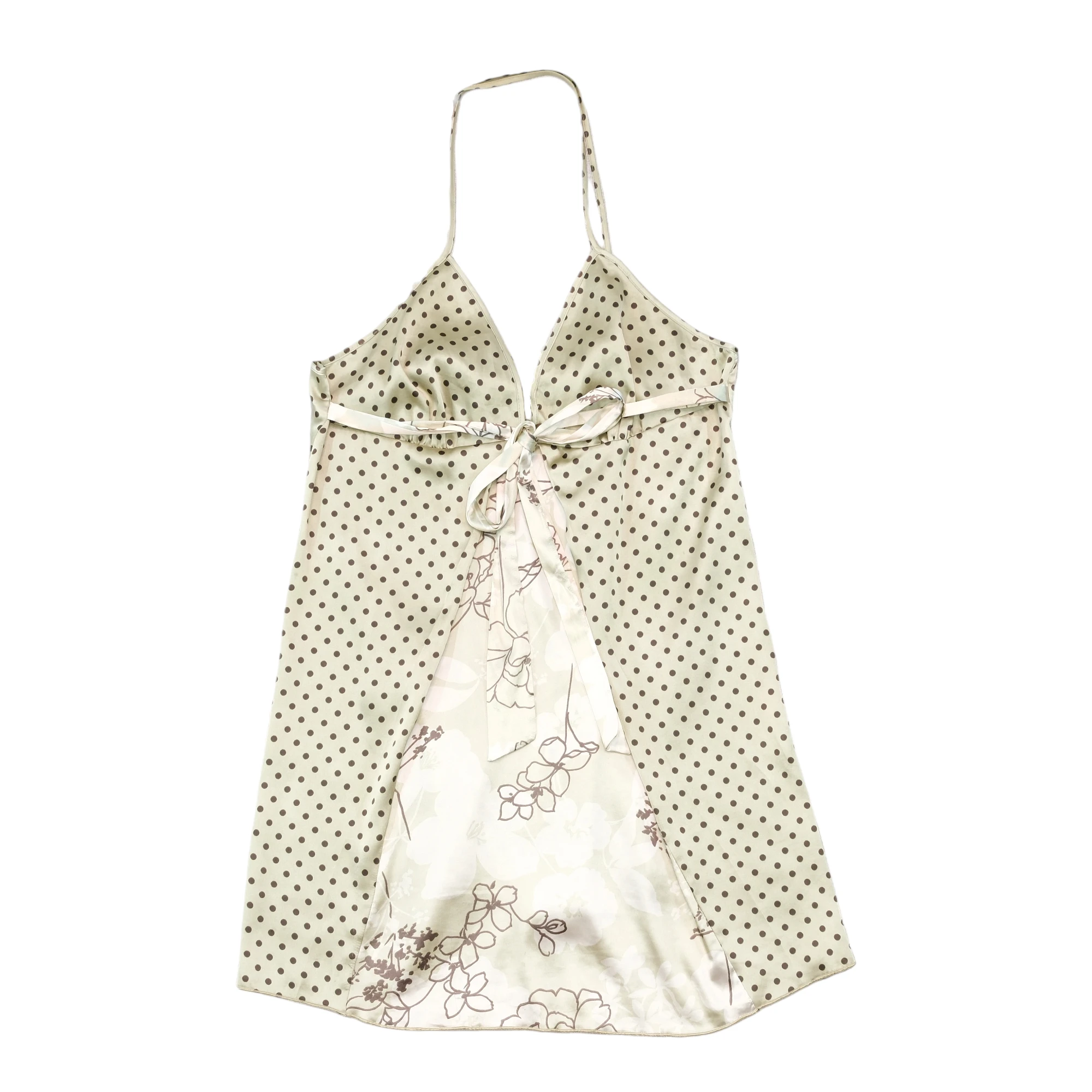 Vintage Polka Dot Floral Satin Slip Dress
