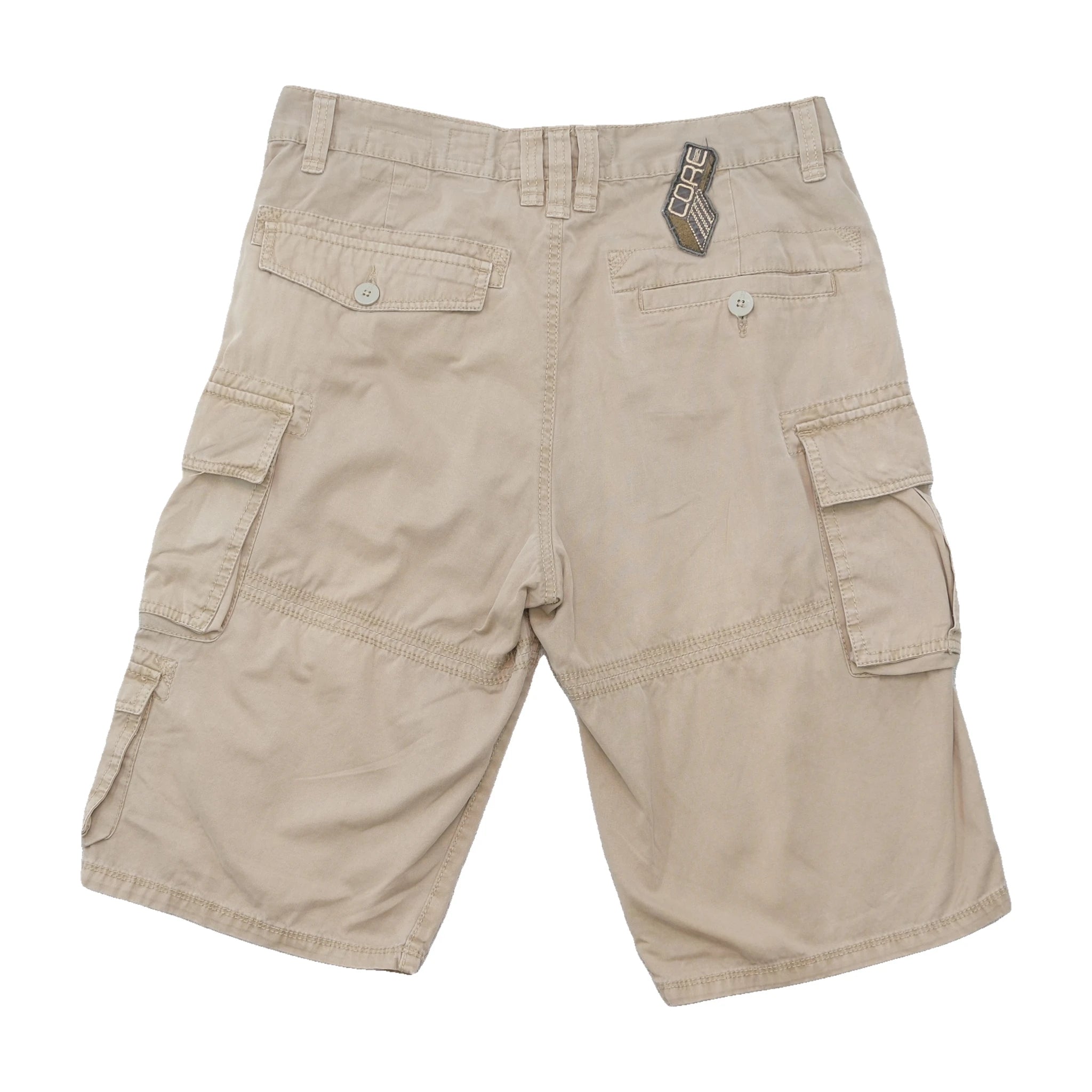 Junks Beige Cotton Cargo Shorts with Logo Patch Details