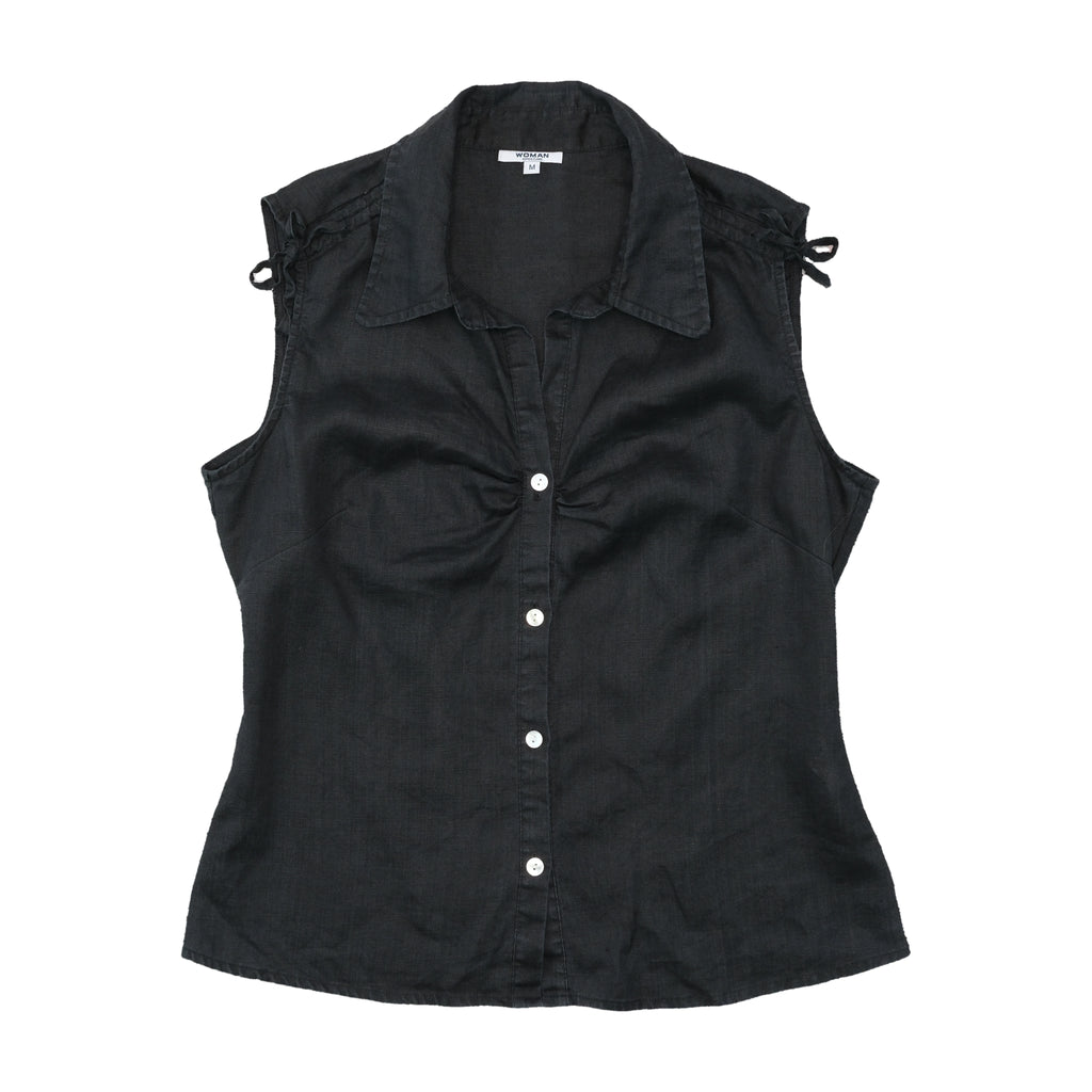 Woman Sleeveless Button-Up Shirt
