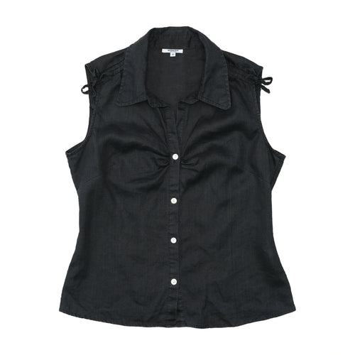 Woman Sleeveless Button-Up Shirt