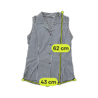Blue e gcs Vintage Navy White Gingham Cotton Sleeveless Blouse