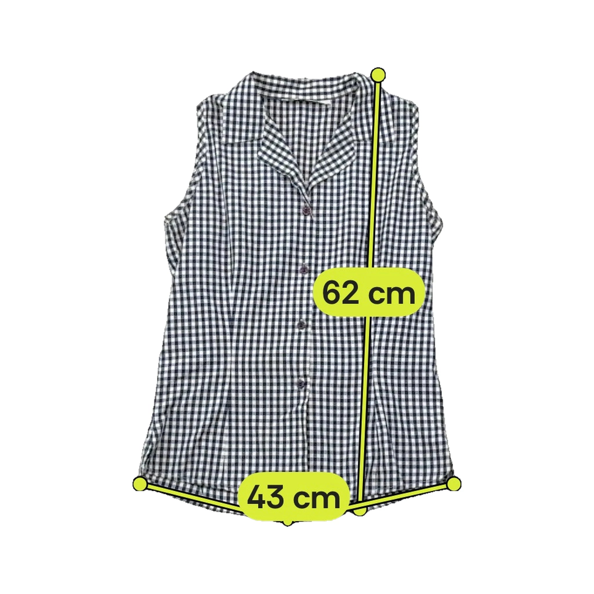 Blue e gcs Vintage Navy White Gingham Cotton Sleeveless Blouse